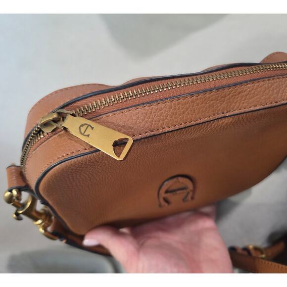 Etienne Aigner Large Logo Brown Preppy Vintage Leather Crossbody Handbag - Picture 5 of 13